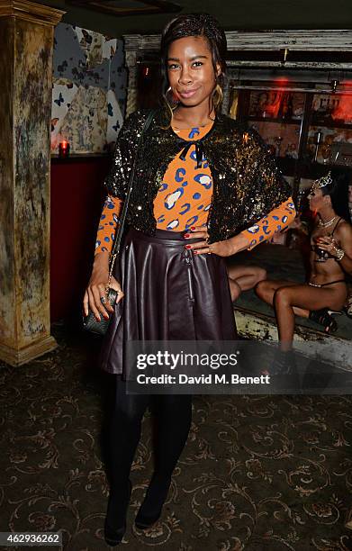 Tolula Adeyemi attends The Box 4th Birthday Party in partnership with Belvedere Vodka at The Box on February 7, 2015 in London, England.