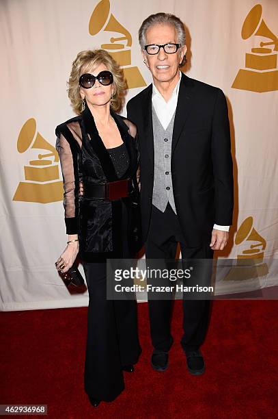 Actress Jane Fonda and honoree Richard Perry attend The 57th Annual GRAMMY Awards - Special Merit Awards Ceremony on February 7, 2015 in Los Angeles,...