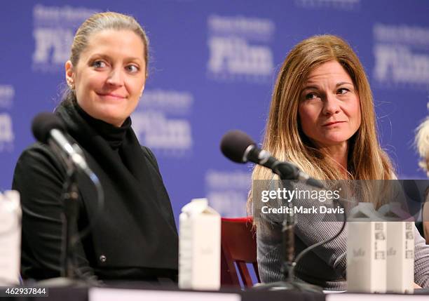 Producer Carolyn Blackwood and producer Kristin Hahn speak at the Women's Panel at the 30th Santa Barbara International Film Festival at the Lobero...