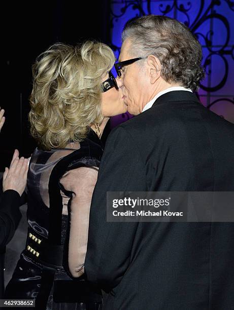 Actress Jane Fonda and honoree Richard Perry attend The 57th Annual GRAMMY Awards - Special Merit Awards Ceremony on February 7, 2015 in Los Angeles,...