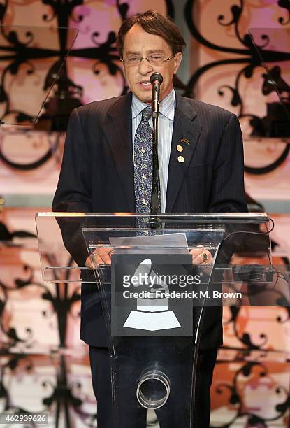 Honoree Ray Kurzweil speaks onstage during The 57th Annual GRAMMY Awards - Special Merit Awards Ceremony on February 7, 2015 in Los Angeles,...