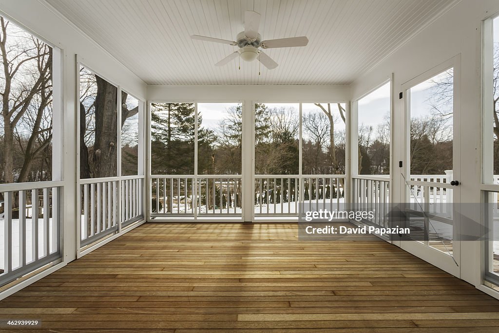 Enclosed deck of new home