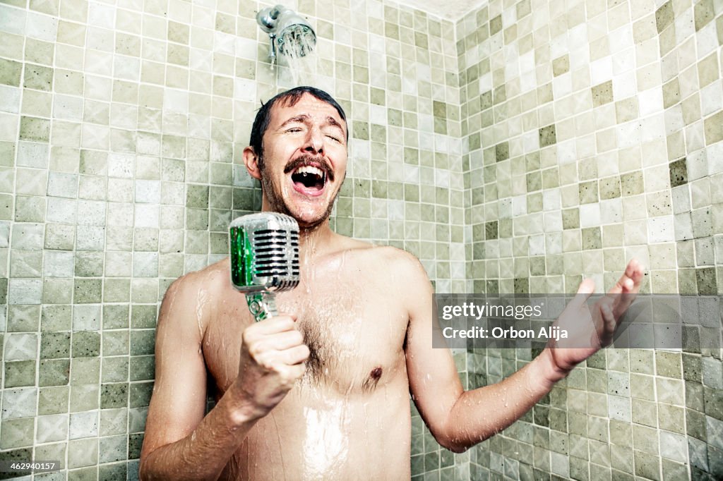 Man singing in the shower