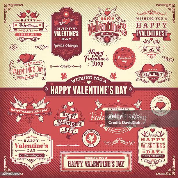 valentine's day-label-set - amor stock-grafiken, -clipart, -cartoons und -symbole