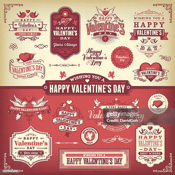 valentine's day label set - loving memory stock illustrations