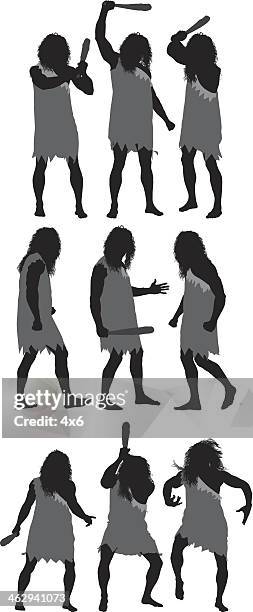 caveman - dancing alone stock illustrations