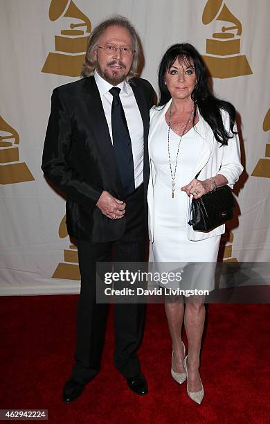 Recording artist Barry Gibb of the Bee Gees and wife Linda Gibb attend the 57th GRAMMY Awards Special Merit Awards Ceremony at the Wilshire Ebell...
