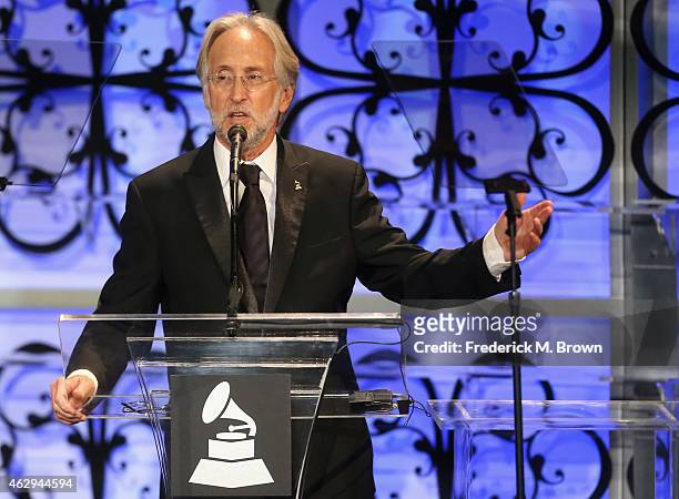 President/CEO of The Recording Academy and GRAMMY Foundation President/CEO Neil Portnow speaks onstage during The 57th Annual GRAMMY Awards - Special...