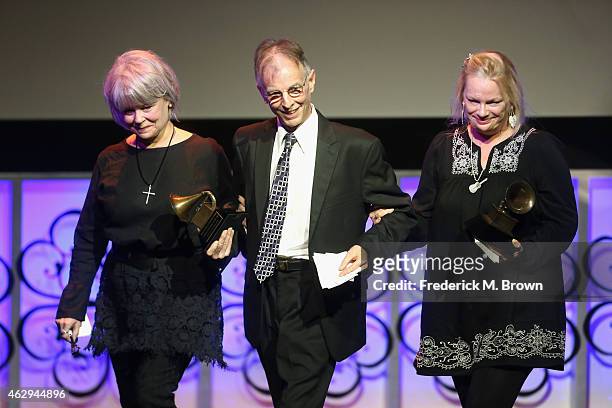 Denise Holleman, recording artist Charlie 'Sonny' Louvin Jr., and recording artist Kathy Louvin attend The 57th Annual GRAMMY Awards - Special Merit...