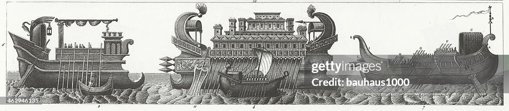 Engraving: Ancient Ships
