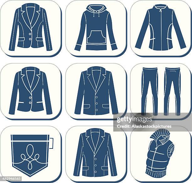 kleidung symbole ii - denim jacket stock-grafiken, -clipart, -cartoons und -symbole