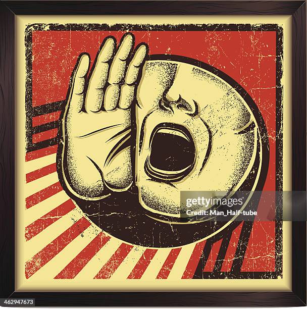 rufen person schild - konstruktivismus stock-grafiken, -clipart, -cartoons und -symbole
