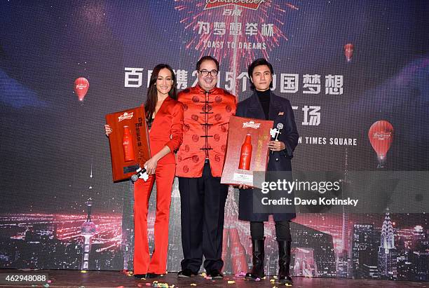 Actress Maggie Q, Miguel Patricio, Global Chief Marketing Officer for Anheuser-Busch and actor Chen Kun kick-off Chinese New Year celebrations by...