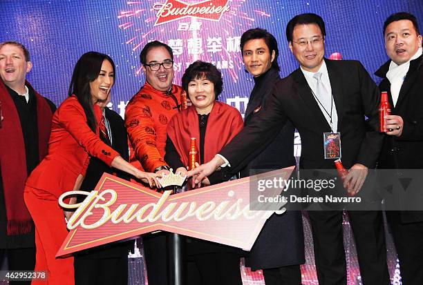 Actress Maggie Q, Global Chief Marketing Officer at Anheuser-Busch Miguel Patricio, Ambassador Zhang Qiyue, Chinese Consul General in New York and...