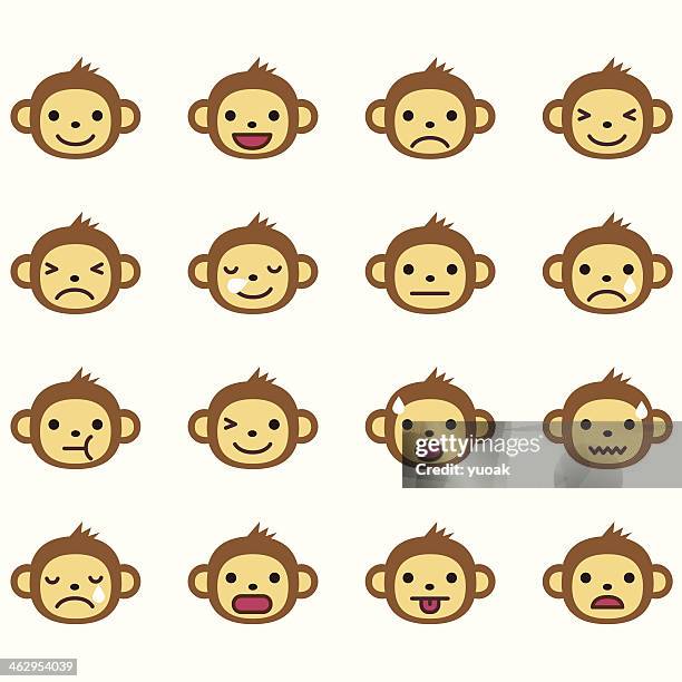 monkey emoticons - mask irritation stock illustrations