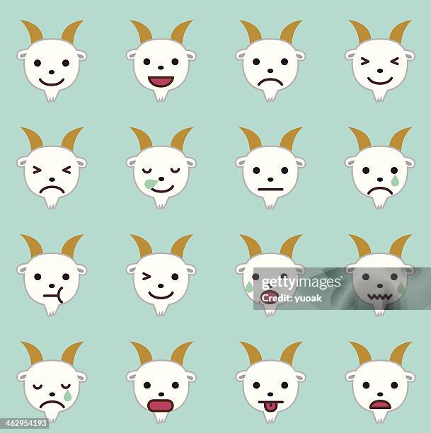 goat emoticons - mask irritation stock illustrations