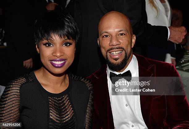 Recording artists/actors Jennifer Hudson and Common attend the Pre-GRAMMY Gala and Salute to Industry Icons honoring Martin Bandier at The Beverly...