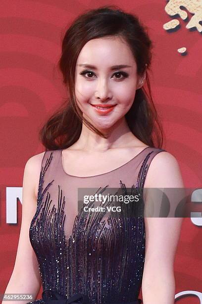 Wang Ruoxin attends premiere of director Daniel Lee Yan-kong's new film "Dragon Blade" on February 7, 2015 in Beijing, China.