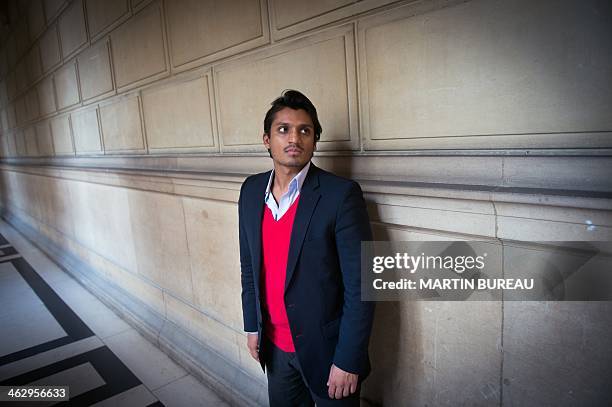Sanjay Mirabeau, lawyer of controversial French comedian Dieudonne M'Bala M'Bala, poses on January 16, 2014 in Paris. French government lawyers argue...