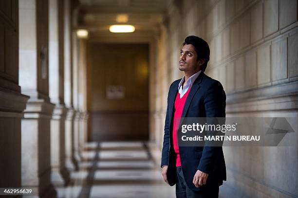 Sanjay Mirabeau, lawyer of controversial French comedian Dieudonne M'Bala M'Bala, poses on January 16, 2014 in Paris. French government lawyers argue...