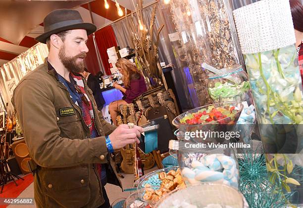 Musician Tim G. Lopez of Plain White T's attends the GRAMMY gift lounge during The 57th Annual GRAMMY Awards at the Staples Center on February 7,...