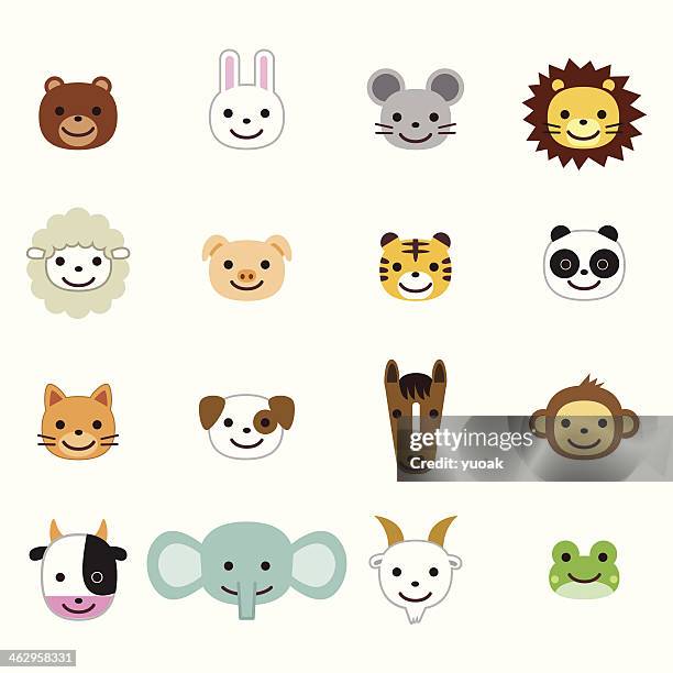 ilustrações, clipart, desenhos animados e ícones de animais de estimação e animais de fazenda ícones - monkey emoji