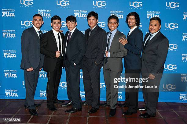 Actors Sergio Avelar, Hector Duran, Carlos Pratts, Johnny Ortiz, Rafael Martinez, Michael Aguero, and Ramiro Rodriguez attend the Closing Night of...