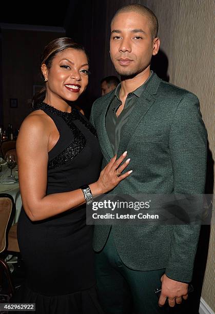 Actors Taraji P. Henson and Jussie Smollett attend the Pre-GRAMMY Gala and Salute to Industry Icons honoring Martin Bandier at The Beverly Hilton...