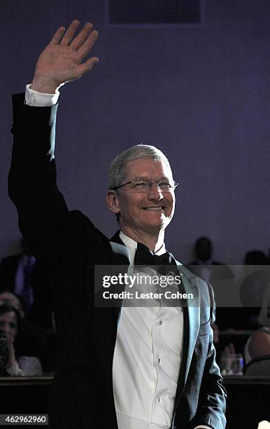 Of Apple Tim Cook attends the Pre-GRAMMY Gala and Salute to Industry Icons honoring Martin Bandier at The Beverly Hilton Hotel on February 7, 2015 in...