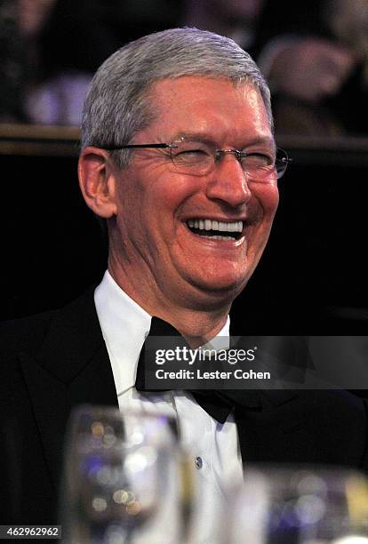 Of Apple Tim Cook attends the Pre-GRAMMY Gala and Salute to Industry Icons honoring Martin Bandier at The Beverly Hilton Hotel on February 7, 2015 in...