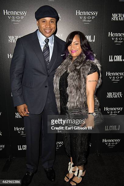 Cool J and wife Simone Smith attend the Hannessy Toasts Achievements In Music on February 7, 2015 in Los Angeles, California.