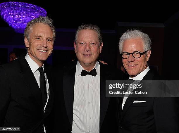 Clear Channel's President of Entertainment Enterprises John Sykes, Former United States Vice President Al Gore and Kevin Wall attend the Pre-GRAMMY...