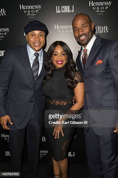 Actor/Songwriter LL Cool J, Actress Niecy Nash and husband Jay Tucker attend the Hennessy Toasts Achievements In Music on February 7, 2015 in Los...