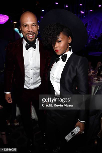 Common and Janelle Monae attend the Pre-GRAMMY Gala And Salute To Industry Icons Honoring Martin Bandier at The Beverly Hilton on February 7, 2015 in...