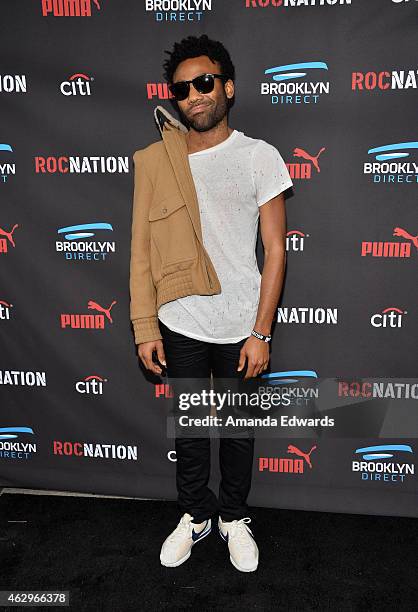 Actor Childish Gambino arrives at the Roc Nation Grammy Brunch 2015 on February 7, 2015 in Beverly Hills, California.