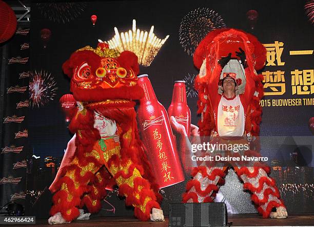 Atmosphere during Maggie Q Toasts The Chinese New Year at Times Square on February 7, 2015 in New York City.