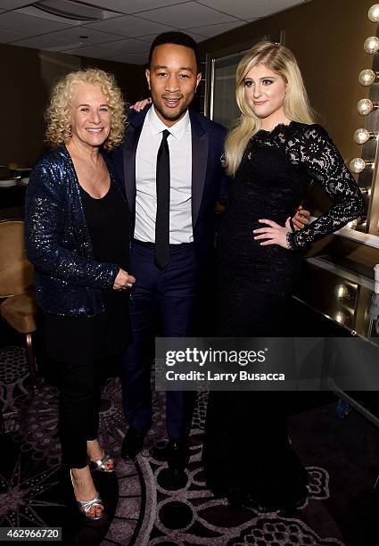 Musicians Carole King, John Legend, and Meghan Trainor attend the Pre-GRAMMY Gala and Salute To Industry Icons honoring Martin Bandier at The Beverly...