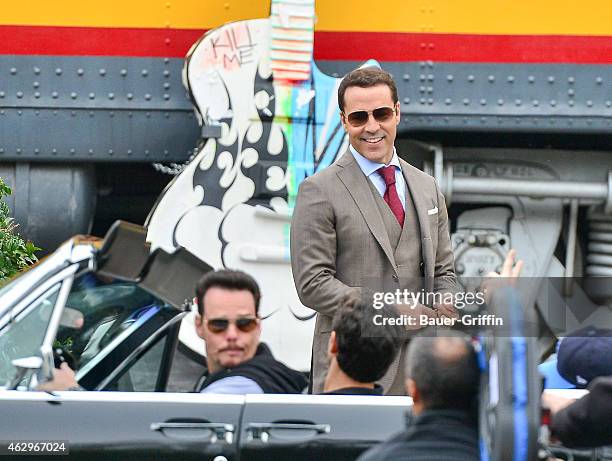 Jeremy Piven is seen on the set of 'Entourage' on February 07, 2015 in Los Angeles, California.