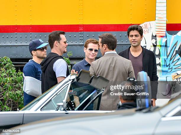 Jeremy Piven, Adrien Granier, Jerry Ferrara, Kevin Connolly and Kevin Dillon are seen on the set of 'Entourage' on February 07, 2015 in Los Angeles,...