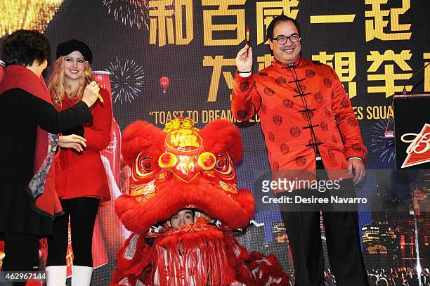 Global Chief Marketing Officer at Anheuser-Busch Miguel Patricio attends Maggie Q Toasts The Chinese New Year at Times Square on February 7, 2015 in...