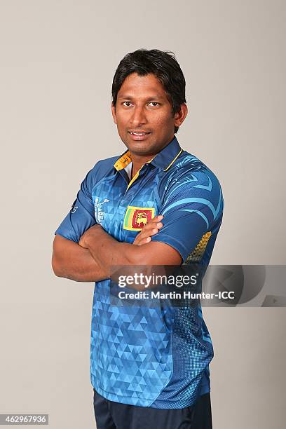 Jeevan Mendis poses during the Sri Lanka 2015 ICC Cricket World Cup Headshots Session at the Rydges Latimer on February 8, 2015 in Christchurch, New...