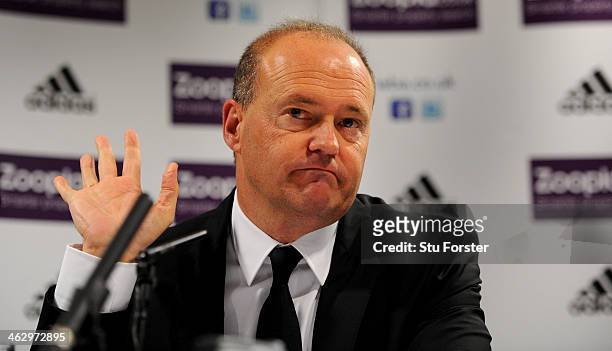 New West Bromwich Albion manager Pepe Mel faces the media at the press conference to announce his arrival, at The Hawthorns on January 16, 2014 in...