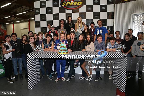 Dylan Riley Snyder and Guests Race Into His 18th Year With Nintendo at K1 Speed on February 7, 2015 in Gardena, California.