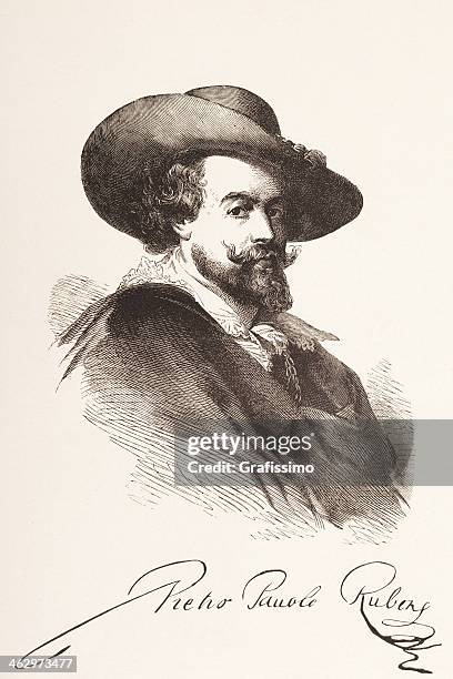 engraving painter peter paul rubens 1842 - peter paul rubens painter stock illustrations