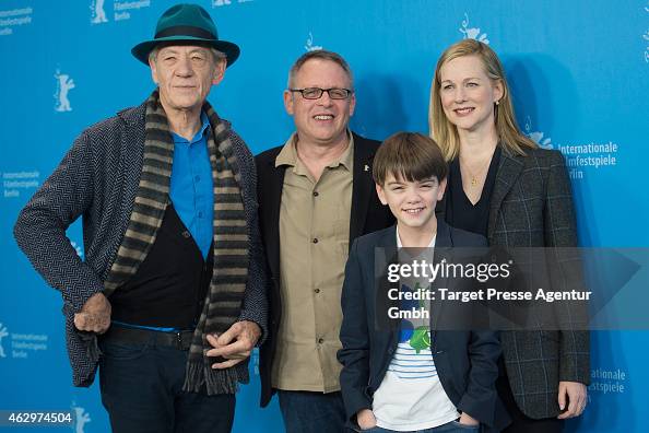 Milo Linney Sir Ian McKellen, Bill Condon, Milo Parker and Laura Linney attend ...