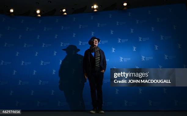 British actor Sir Ian McKellen poses for photographers during a photocall of the film "Mr Holmes" presented in the competition of the 65th Berlin...