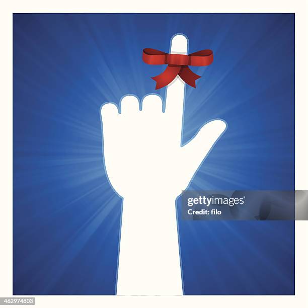 reminder hand - string around finger vector stock illustrations