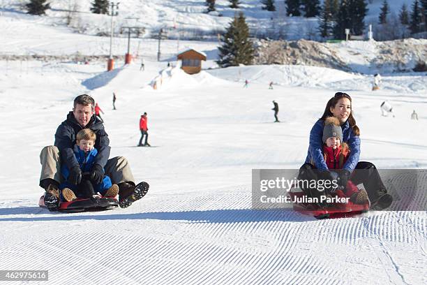 Crown Prince Frederik of Denmark, Crown Princess Mary of Denmark, Prince Vincent and Princess Josephine of Denmark attend a Photocall during their...