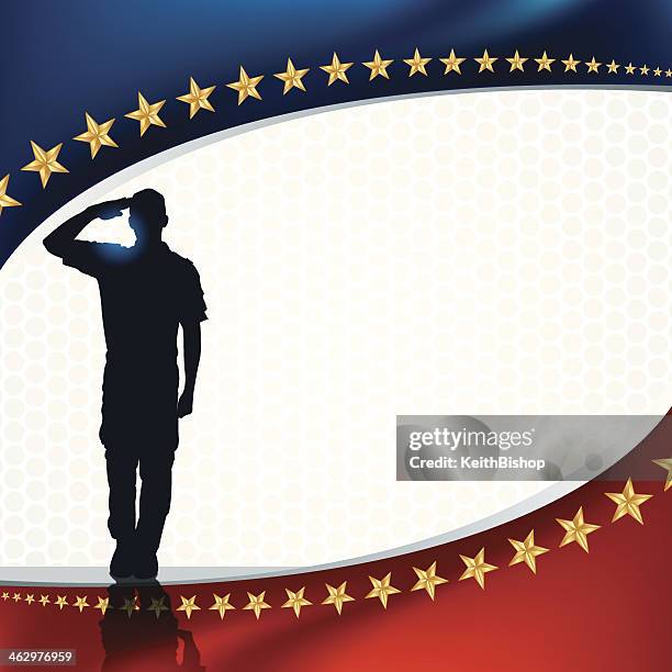 salute uns soldaten oder boy scout patriotischen hintergrund - salutieren stock-grafiken, -clipart, -cartoons und -symbole