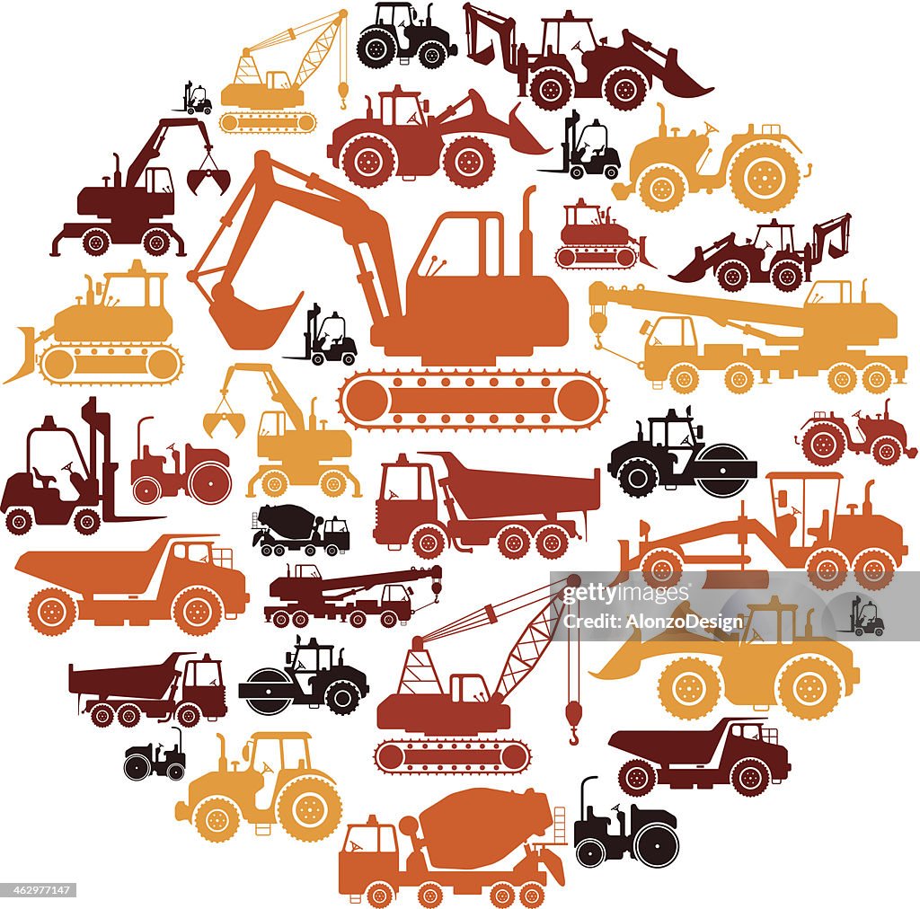 Construction Machines Collage